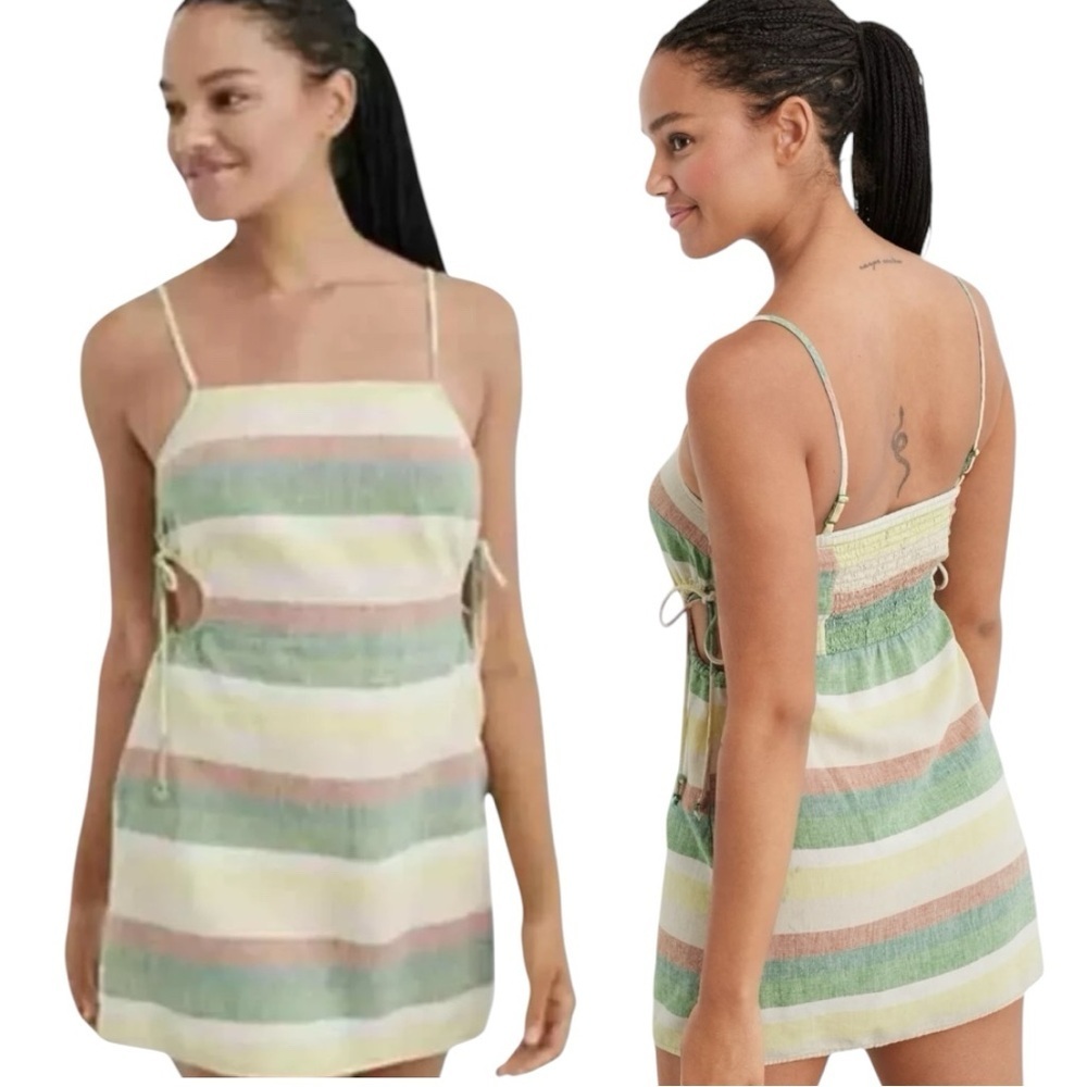 NWT aerie Linen Blend Striped Multi Color Women’s Dress Size XL